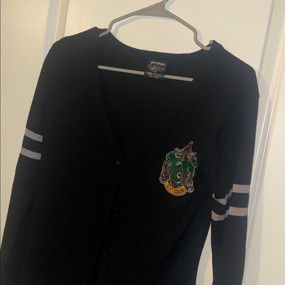 Harry Potter Slytherin Cardigan Sweater Women M juniors black/green - Picture 2 of 7